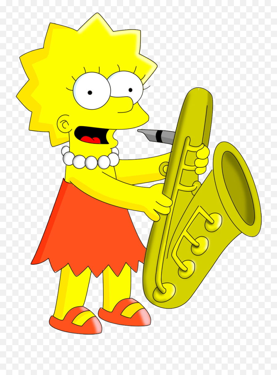 Lisa Simpson With Saxophone Transparent Cartoon - Jingfm Lisa Simpson Con El Saxofon Png,Saxophone Transparent Background