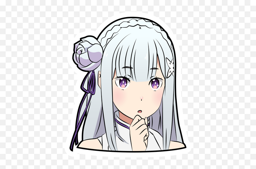 Rezero Cute Emilia Sticker - Sticker Mania Girly Png,Beerus Icon