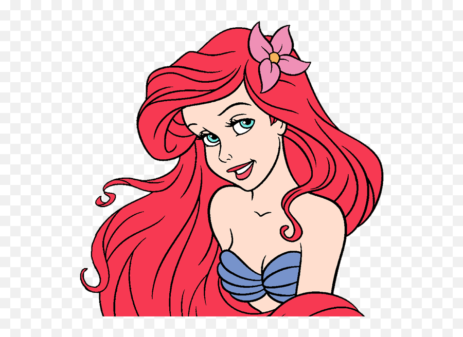 Ariel Clip Art Disney Galore With Flower - Flower In Arielu0027s Ariel Clip Art Png,Red Hair Png