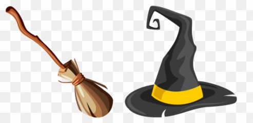 Witch Broom And Hat Cursor - Illustration png