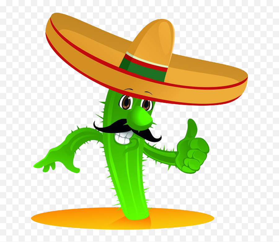 Download Transparent Taco Clipart Png - Mexican Cactus Cartoon,Sombrero Clipart Png