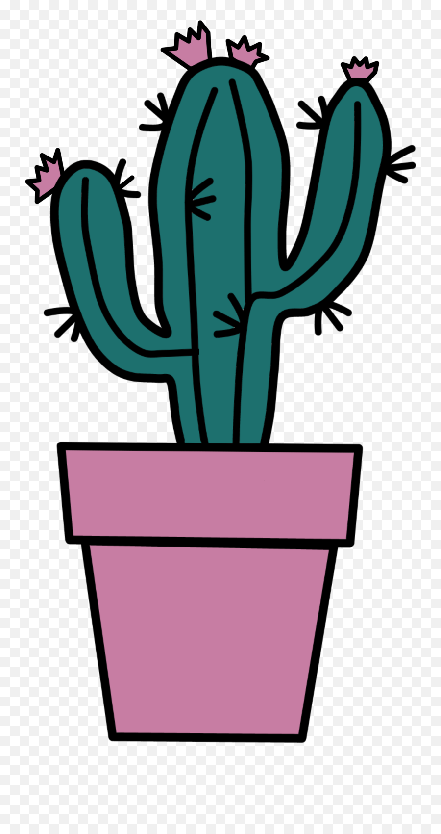 Cactus Draw Cute Pink Sticker - Cute Cactus To Draw Png,Cute Cactus Png