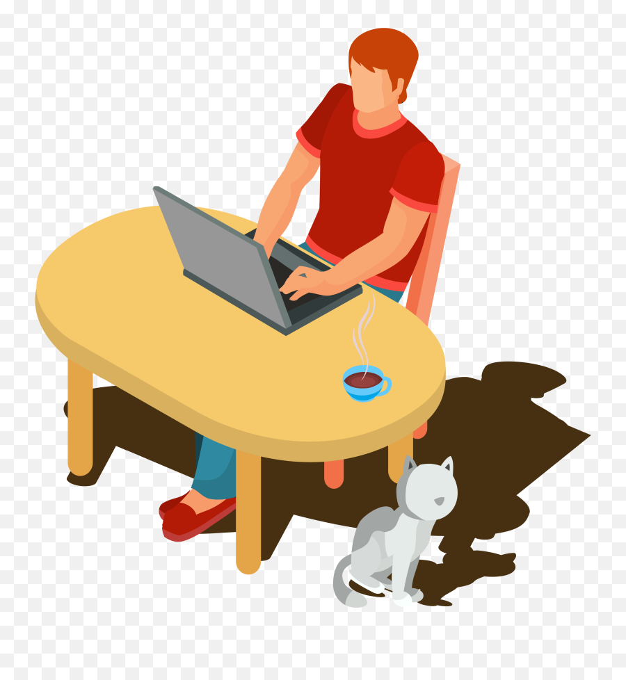 Working Guy - Full Size Clipart Man Working At Home Clip Art Png,Computer Clipart Transparent