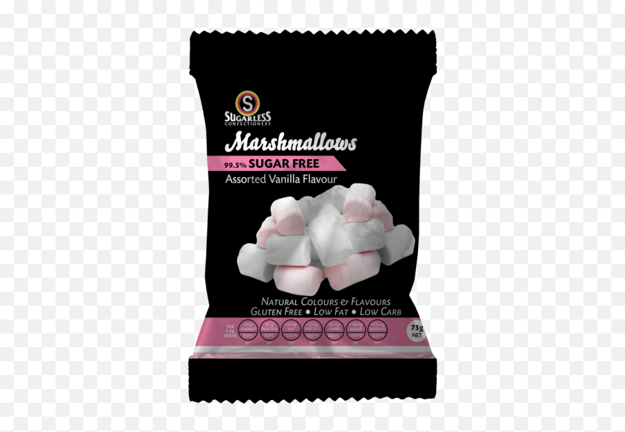 Sugarless Confectionery Assorted Vanilla Marshmallows 75g Bag - Sugarless Marshmallows Png,Marshmallows Png