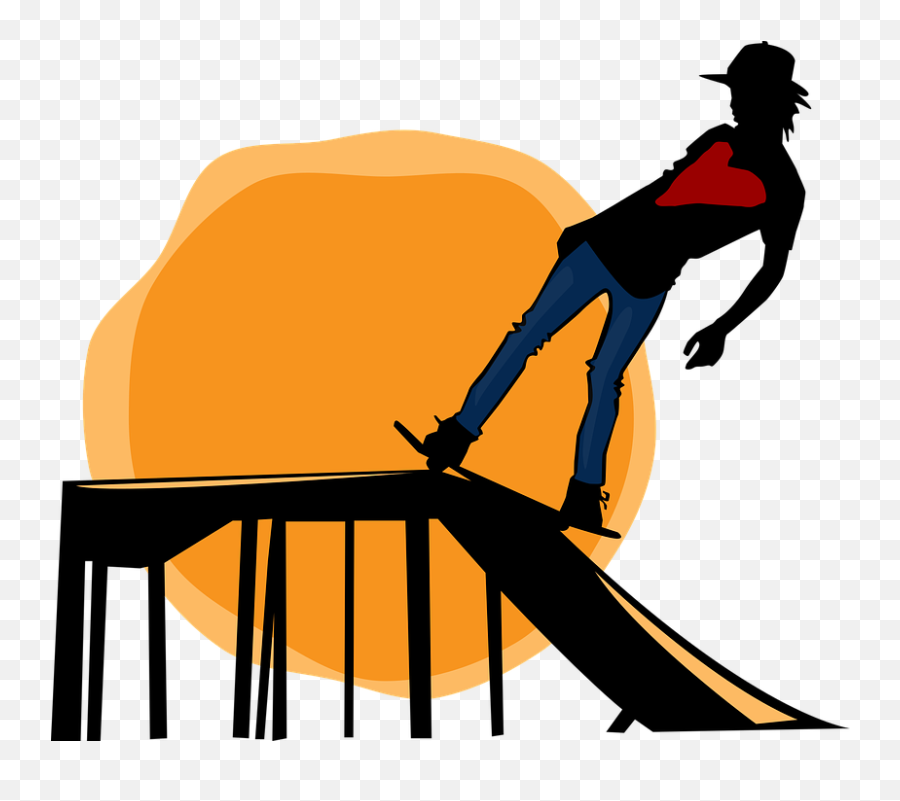 Skater Skateboard Sunset - Free Vector Graphic On Pixabay Skate Ramp Clip Art Png,Sun Silhouette Png