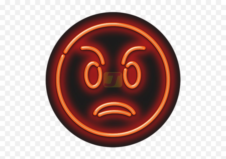Mad Face Emoji Neon Sign - Circle Png,Mad Emoji Png