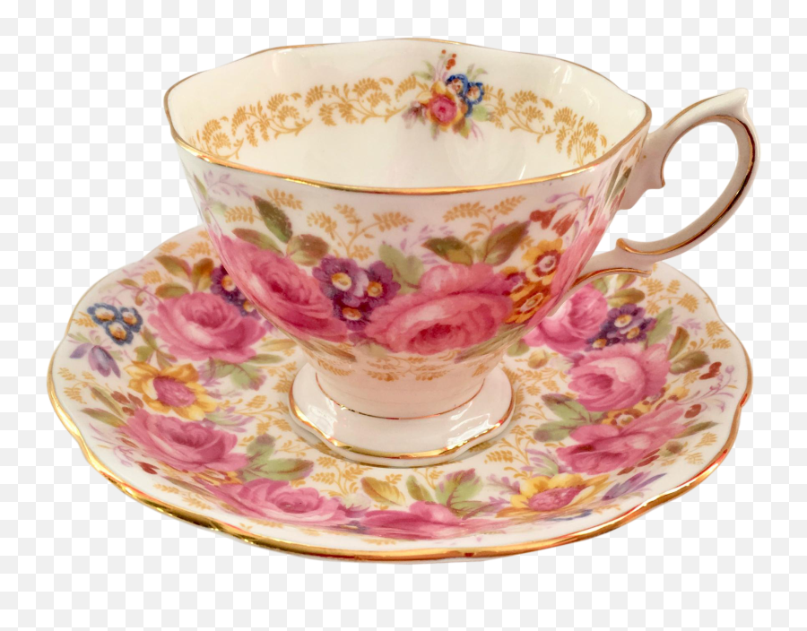 Royal Albert Bone China Serena Pink Rose Garland Teacup And - Saucer Png,Tea Set Png