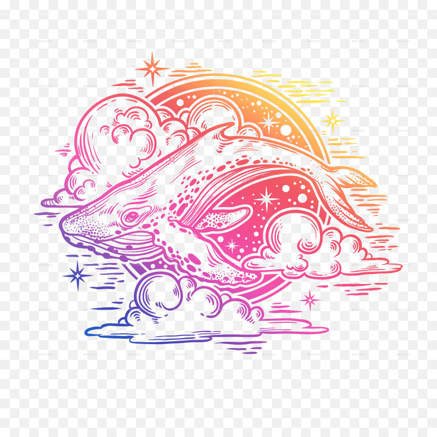 Whale With Night Sky - Night Sky Tattoo Art Full Size Png Art,Starry Sky Png