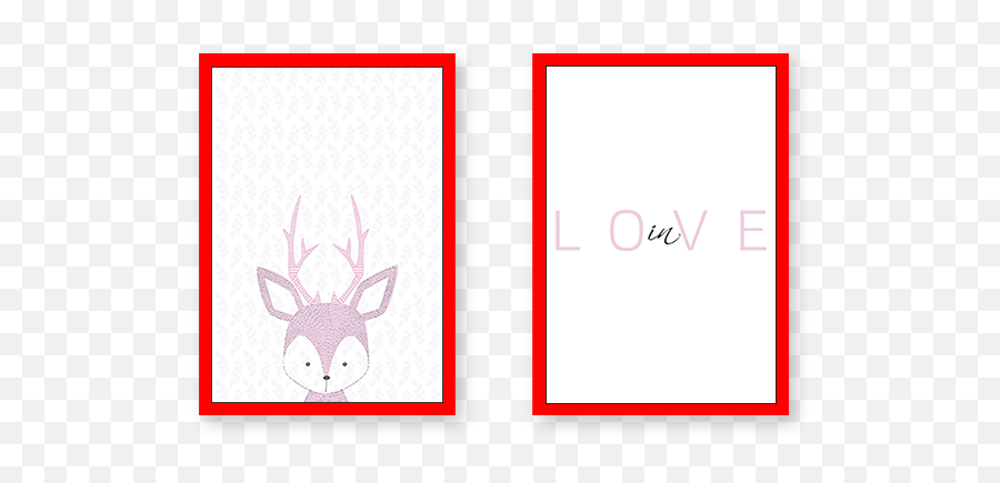 Baby Deer In Love - Set Of 2 Frames Deer Png,Baby Deer Png