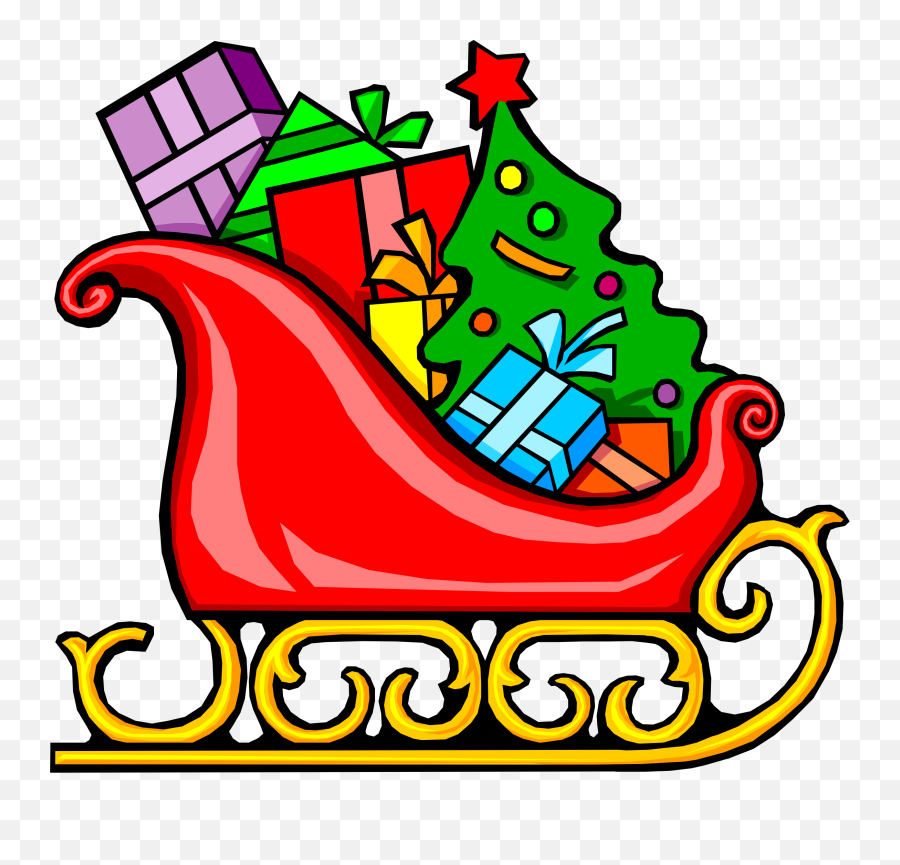 Santau0027s Sleigh Royalty Free Vector Clip Art Illustration - Sleigh With Presents Png,Santa Sleigh Transparent Background