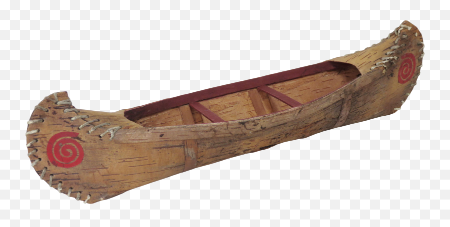 Vintage Maine Indian Birch Bark Canoe - Plank Png,Canoe Png