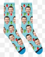 Custom Christmas Lights Socks - Happy png