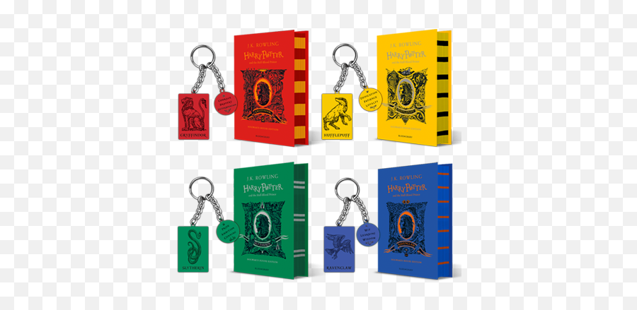 Harry Potter And The Half - Blood Prince U2013 Gryffindor Hufflepuff Slytherin And Ravenclaw Editions 4 House Keyrings Half Blood Prince Gryffindor Edition Png,Slytherin Logo Png