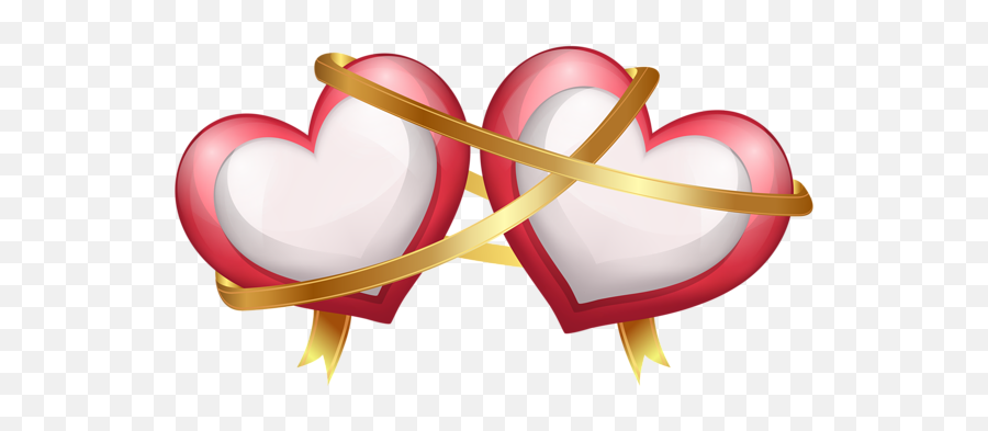 Two Hearts With Ribbon Transparent Png - Hearts With Ribbons Png,Two Hearts Png