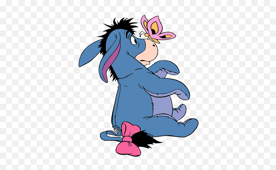 Mickey Mouse Face Eeyore Clip Art 3 - Eeyore With A Butterfly On His Nose Png,Eeyore Transparent