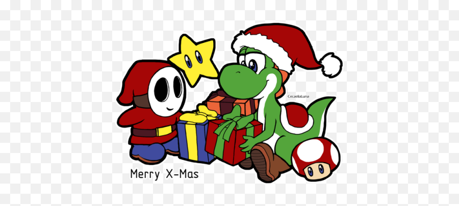 Download Hd Simple X - Mas Related Drawing Yoshi And Shy Guy Shy Guy And Yoshi Png,Yoshi Transparent Background