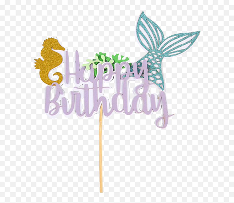 Happy Birthday Mermaid Theme Cake Topper - Decorative Png,Mermaid Icon To Help You