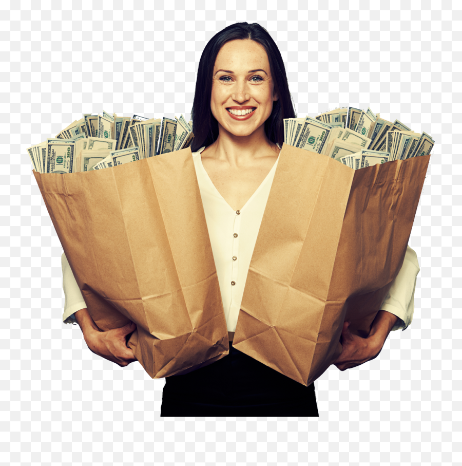 Download Woman Holding To Grocery Bags - Holding Paper Grocery Bag Png,Bags Of Money Png