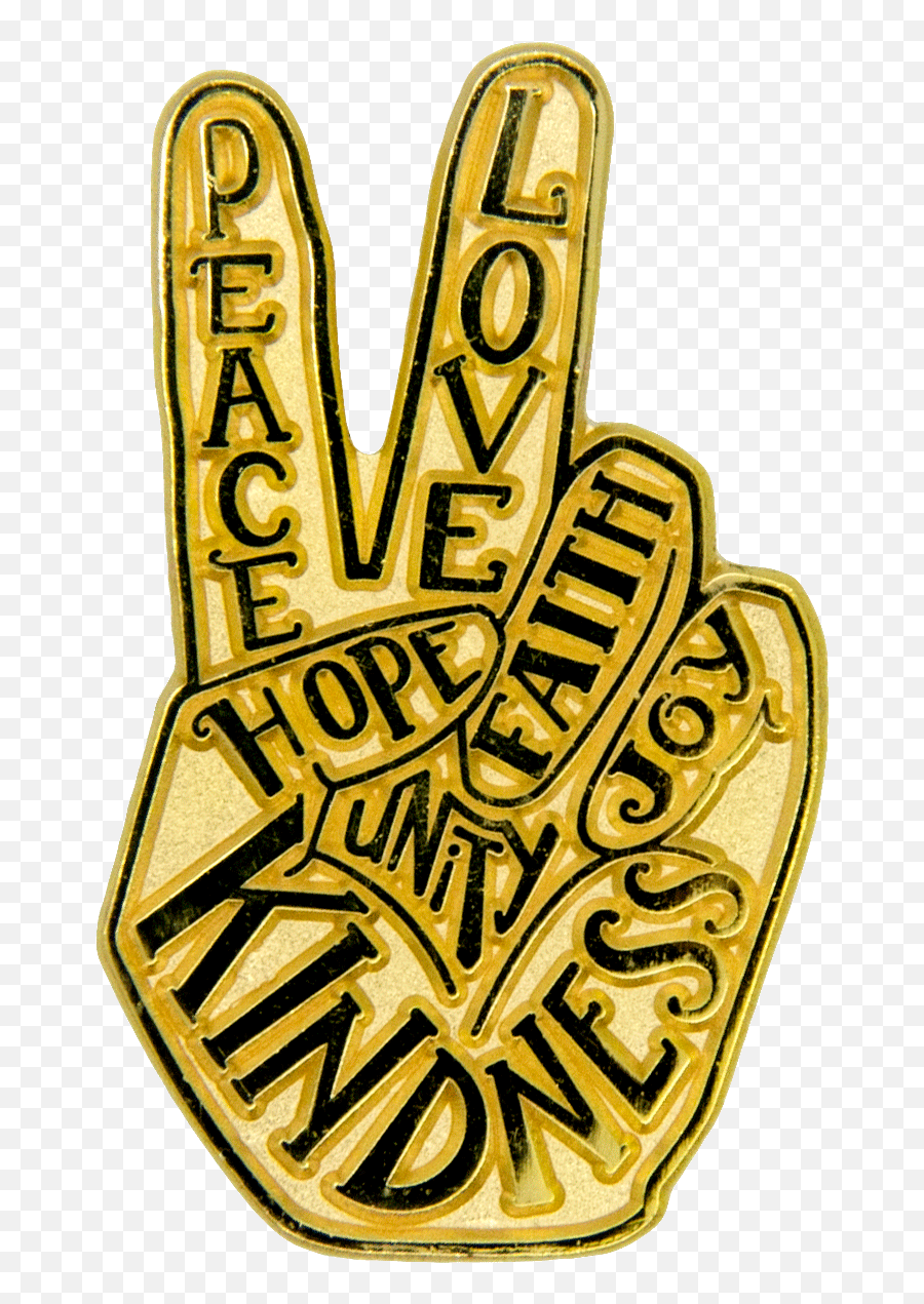 Peace Hand Pin Gold - Spili Png,Peace Hand Sign Png