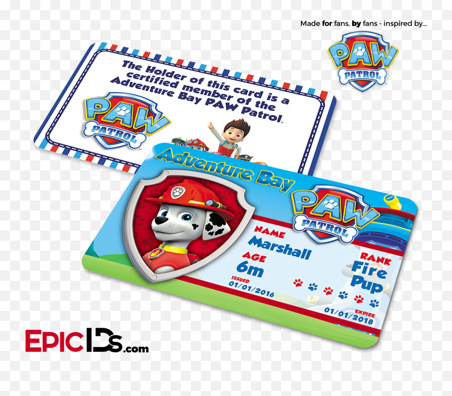 Paw Patrol Inspired Adventure Bay Id Card - Marshall Paw Patrol Id Chase Png,Marshall Paw Patrol Png