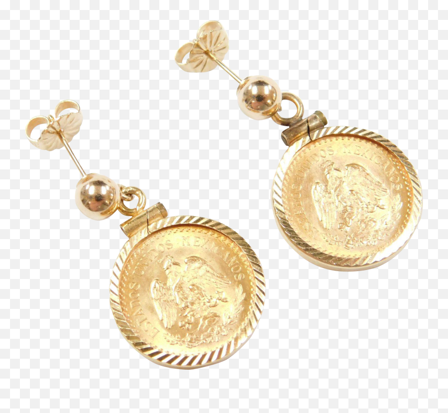 Pesos Coin Earrings 22k - Mexican Gold Coin Earrings Png,Icon Collection Jewelry Made In Vietnam