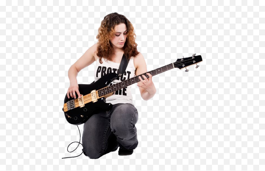Download Girl Playing Bass Guitar - Playing Bass Guitar Png,Bass Guitar Png