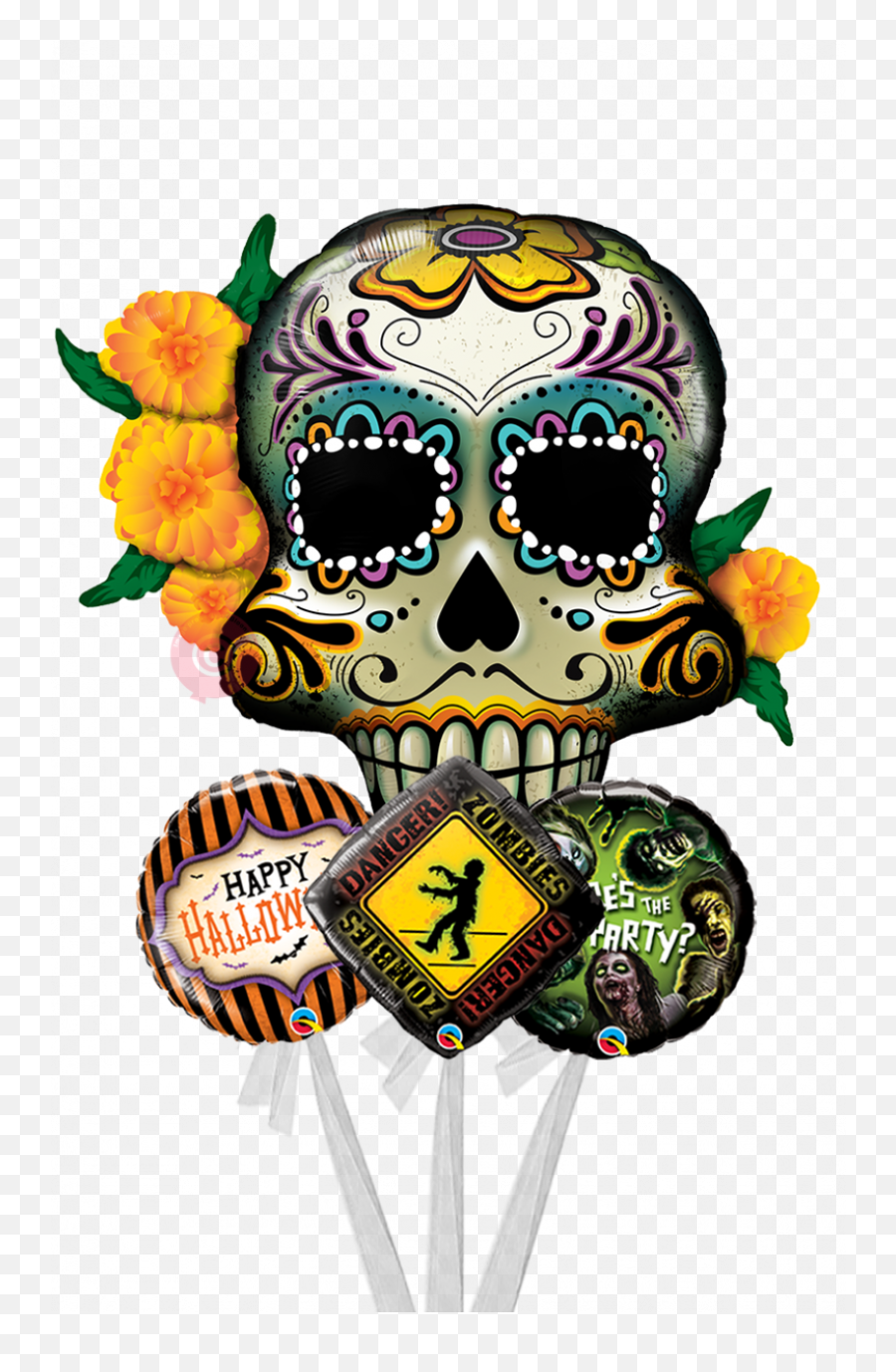 Download Hd Day Of The Dead Skull - Sugar Skull Balloon Display Png,Day Of The Dead Png