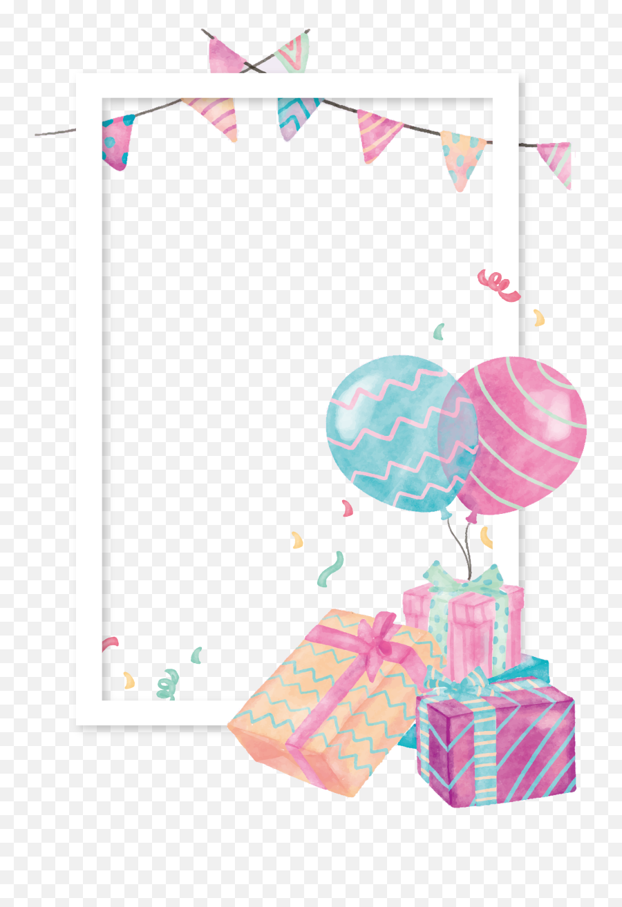 Download Watercolor Box Balloon Border Gift Free Frame Hq - May God Shower His Blessings On You Png,Watercolor Border Png