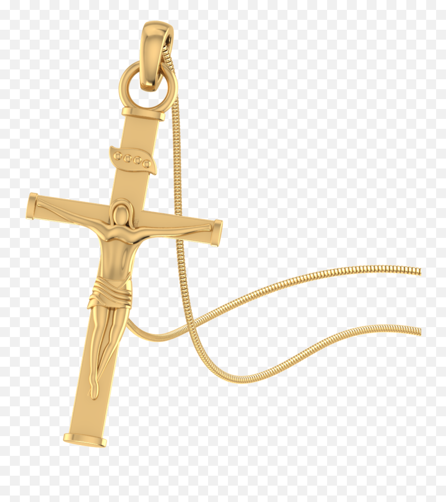 Charming Holy Cross Design Gold Pendant Png