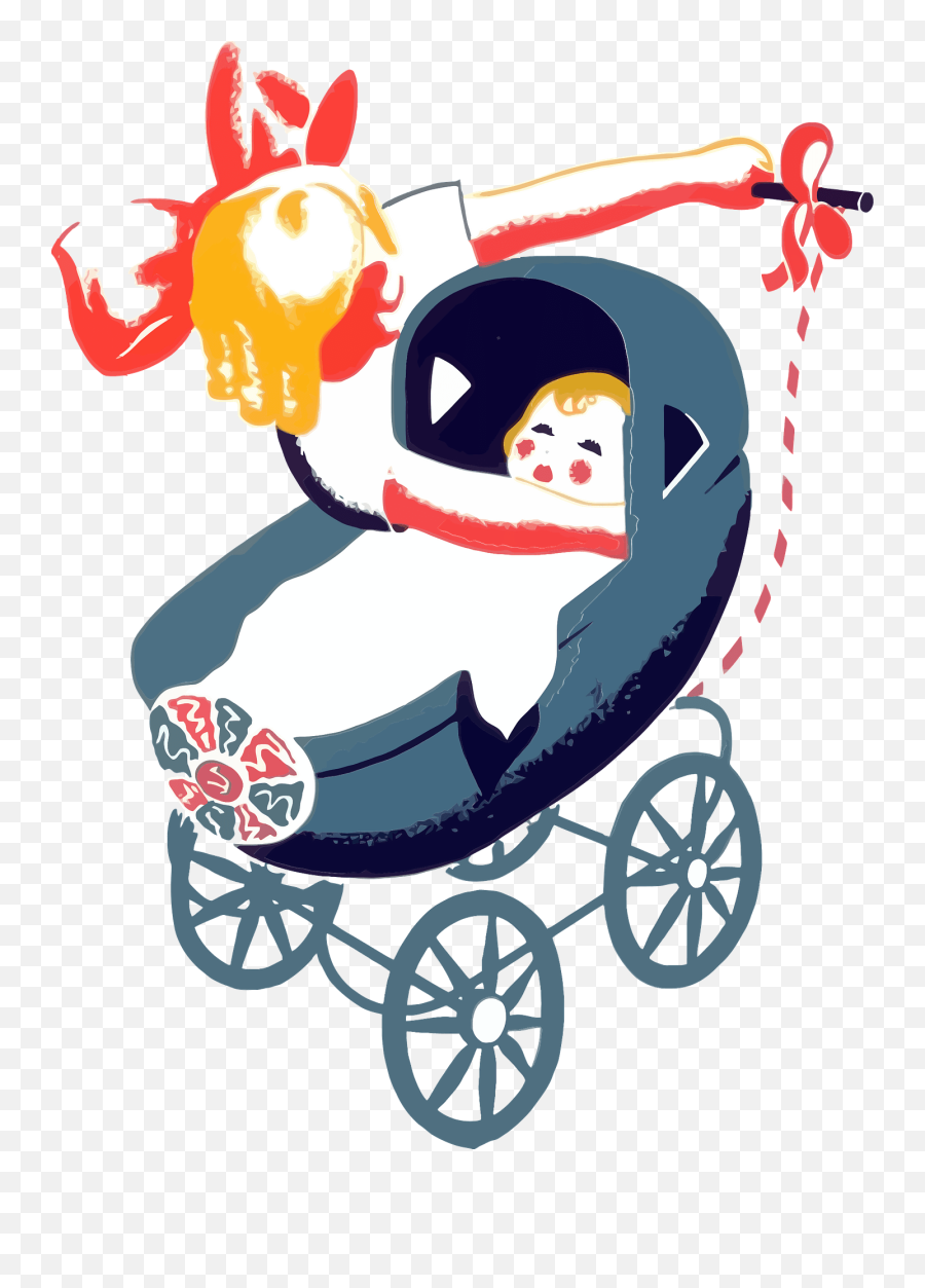 Vintage Baby Carriage Stroller Clipart - Baby In Wagen Klappkarte Png,Stroller Png