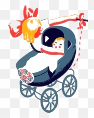 Vintage Baby Carriage Stroller Clipart - Baby In Wagen Klappkarte Png,Stroller Png