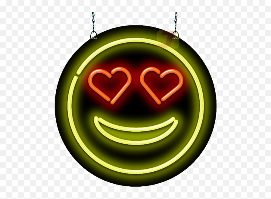Face With Heart Eyes Emoji Neon Sign - Happy Png,Heart Eye Emoji Transparent