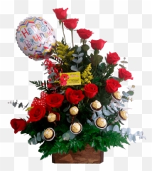 Cu - 04 Arreglo De Cumpleaños Con Rosas Rojas Globos Y Birthday Png,Rosas Rojas Png