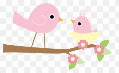 Pinkbirdsonbranch - Mom And Baby Bird Clipart Png,Bird Nest Png