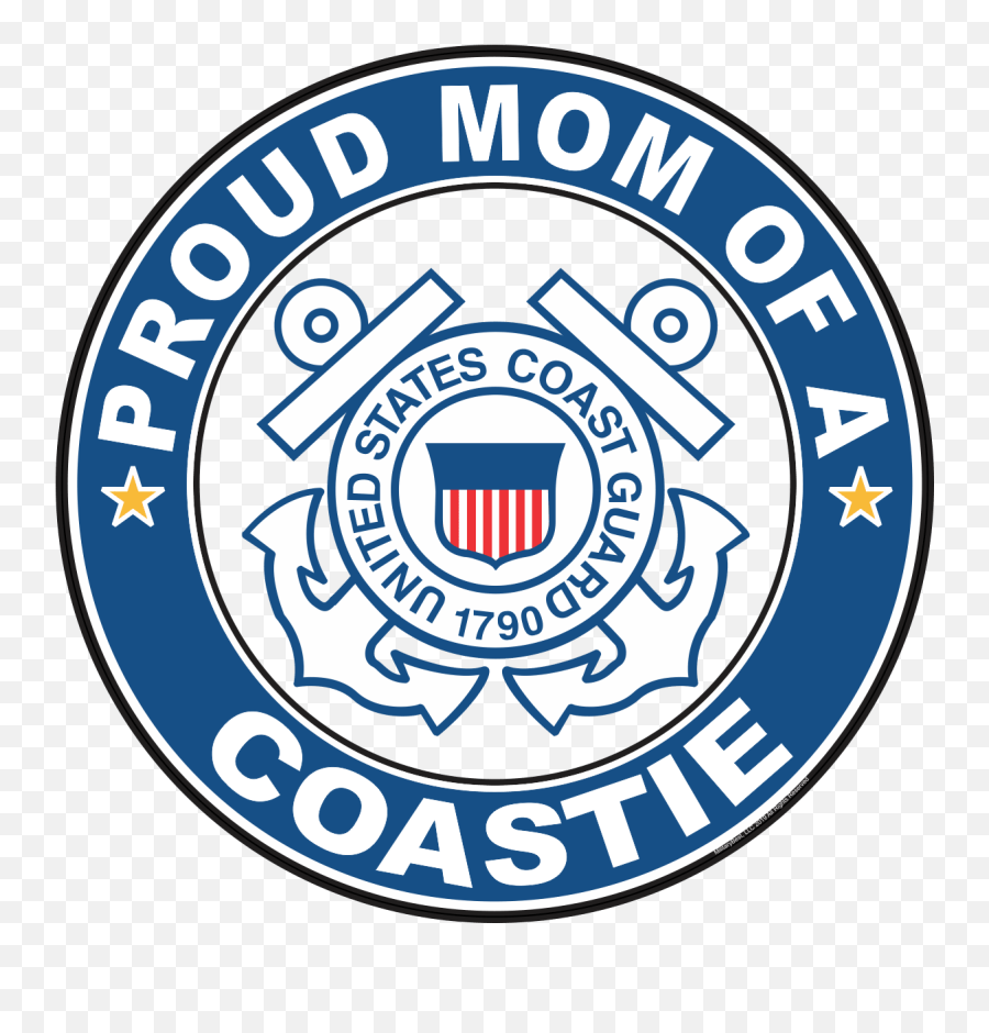 Proud Mom Of A Coastie Us Coast Guard Round Decal - Language Png,Coast Guard Logo Png