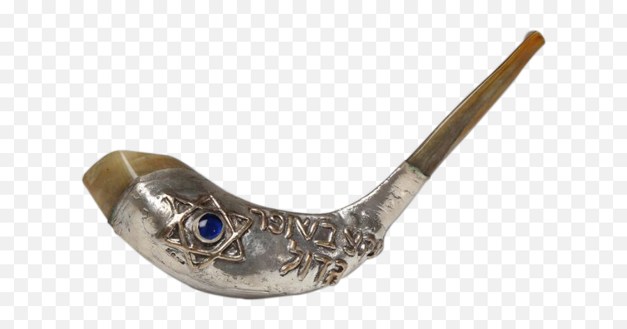 Star Of David Silver Plated Ramu0027s Shofar Horn With Hebrew Text Eye U0026 King Symbol - Solid Png,Shofar Png