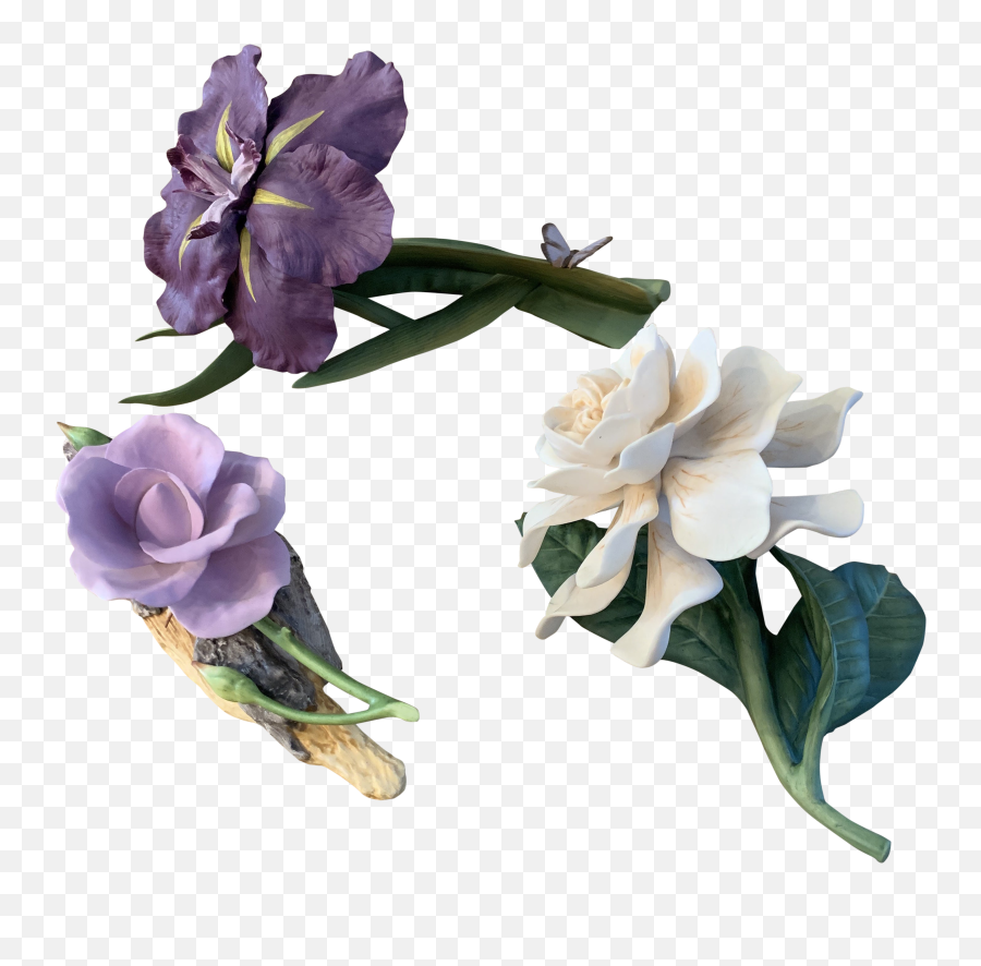 Capodimonte Porcelain Hand Painted Flowers - Set Of 3 Artificial Flower Png,Painted Flowers Png
