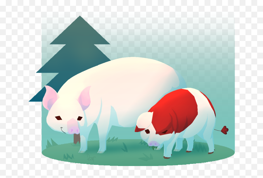A Sow And Her Year Old Piglet - Illustration Png,Piglet Png