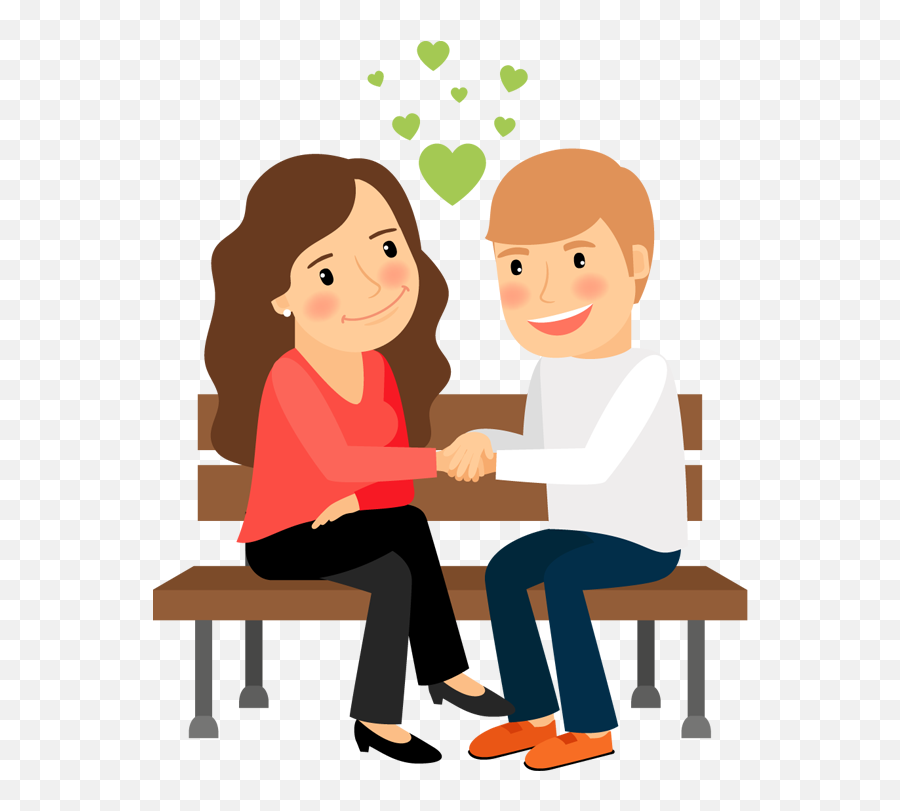 Cartoon Woman And Man Holding Hands Sitting - Man And Woman Holding Hands Cartoon Png,Park Bench Png