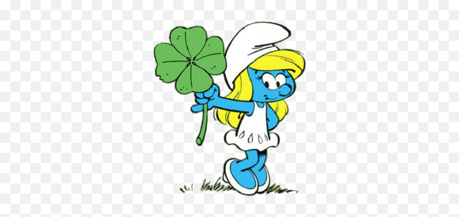 Smurfette Holding Lucky Clover Png Image