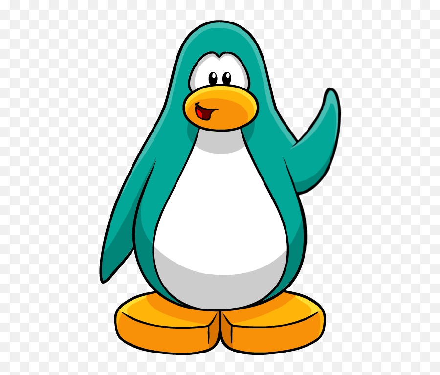 Download Start Module Penguin Waving - Club Penguin Aqua Transparent Club Penguin Png,Penguin Png