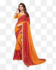 Bandhani Saree - Saree Model Png,Silk Png