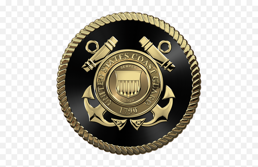 U S Coast Guard - U S C G Emblem Black Edition Over White Leather Tshirt United States Armed Forces Insignia Png,Coast Guard Logo Png