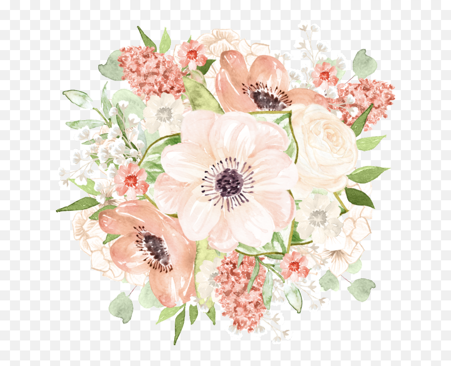 Elegant Watercolor Flowers Cartoon Transparent - Elegant Watercolor Flowers Png,Watercolor Flower Transparent Background