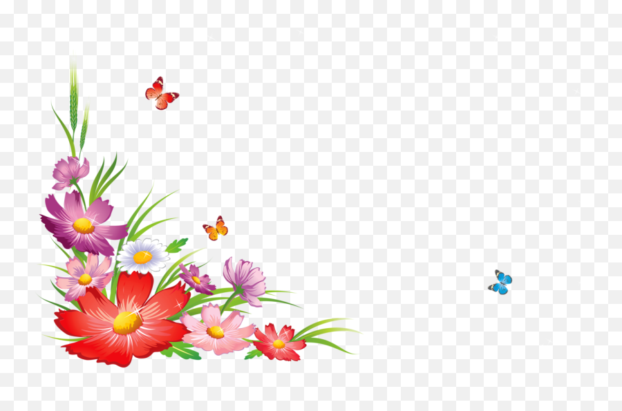 Download Frames Picture Flowers Corners - Flower With Butterfly Border Design Png,Corners Png
