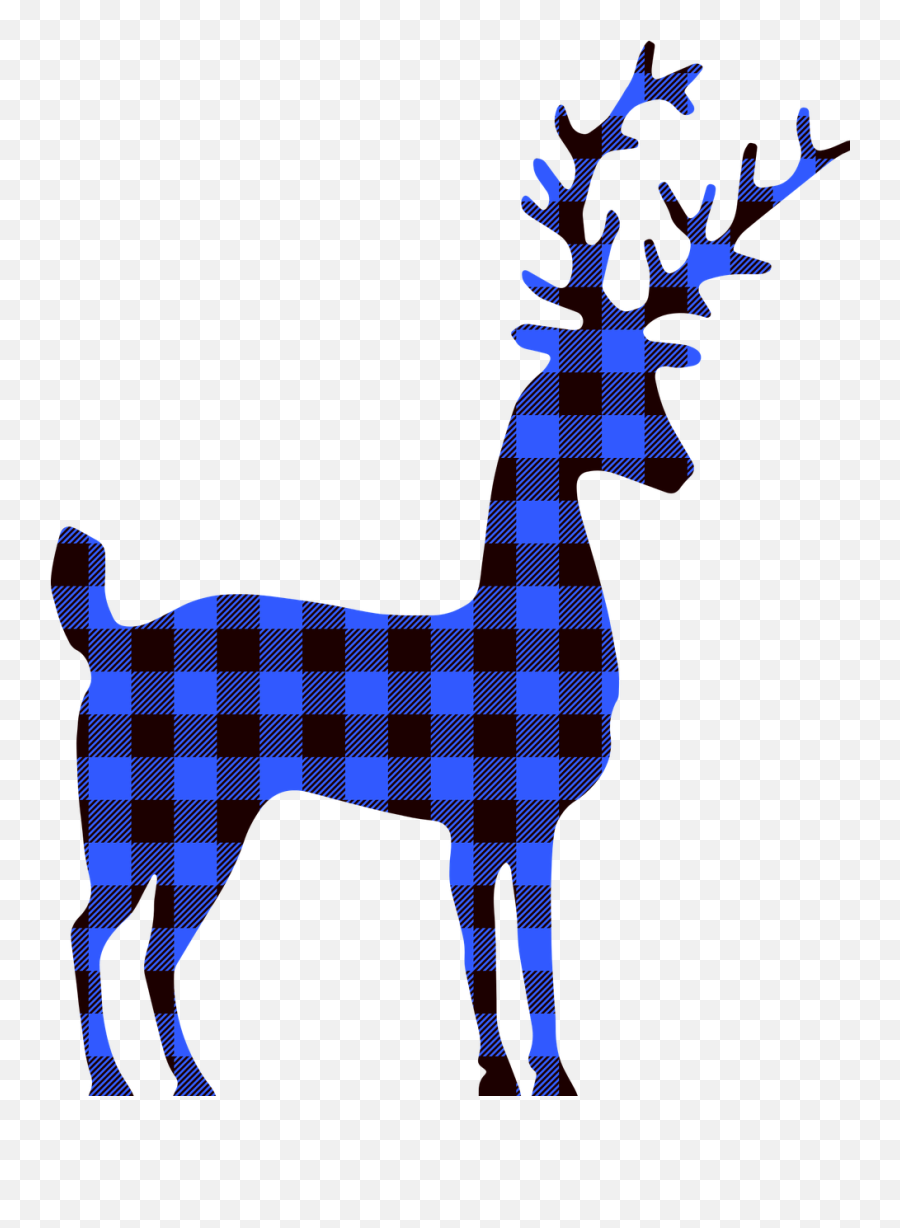 Buffalo Plaid Deer Christmas - Blue Reindeer Png,Christmas Antlers Png