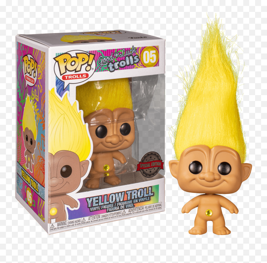 Trolls - Yellow Troll Doll Pop Vinyl Good Luck Trolls Funko Png,Trolls Png