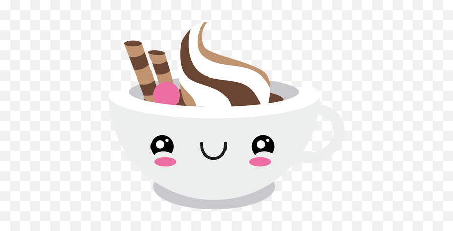 Blushing Kawaii Face Coffee Cup - Clip Art Png,Coffee Emoji Png