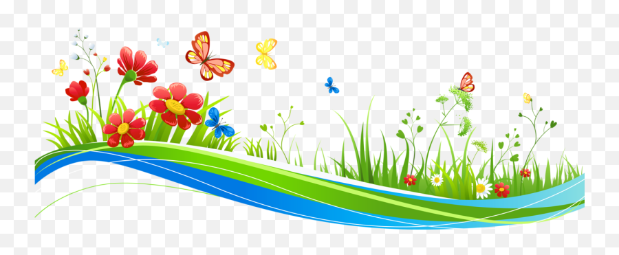 Grass Clipart Butterfly Transparent Free - Clipart Flowers And Butterflies Png,Butterfly Png Clipart
