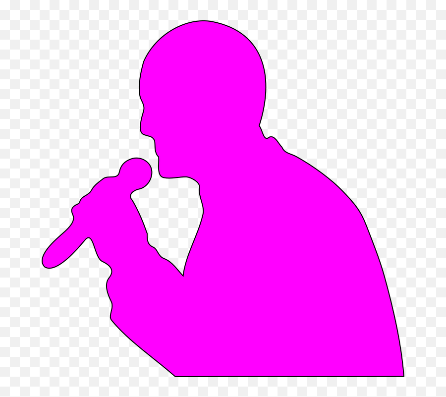 Download Pink Cartoon Silhouette Of A Girl Singing Into - Singer With Microphone Clipart Png,Microphone Silhouette Png